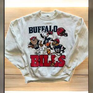 Buffalo Bills Looney Tunes White Retro Style Sweatshirt Unisex Men Women